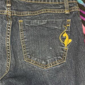 Baby Phat Dark Blue Boot Cut Jeans with Yellow Stitching